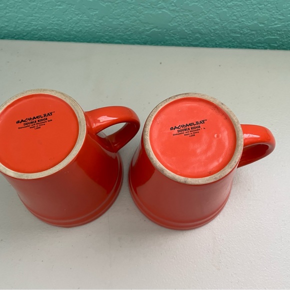 Rachel Ray Double Ridge Coffee Mugs Orange - Picture 5 of 6
